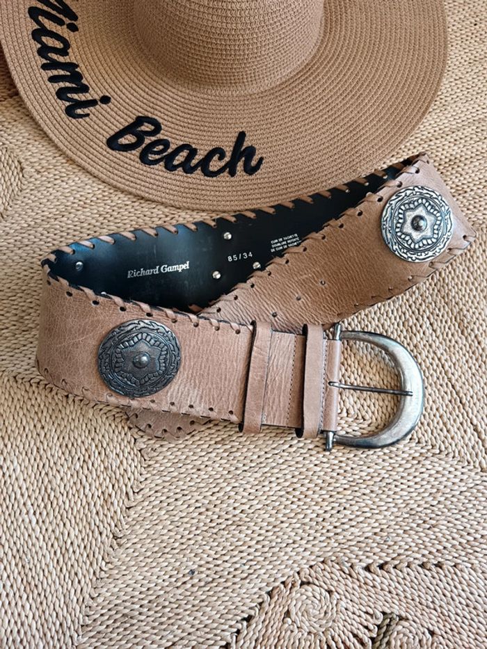 Richard Gampel | ceinture large cuir sable | t. 85 - photo numéro 6