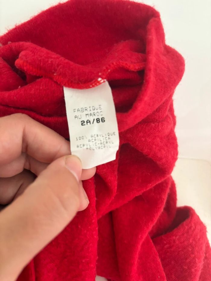 Pull col roulé rouge – Taille 2 ans (86 cm) - photo numéro 4