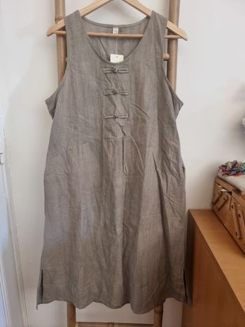 Robe longue chinoise noeud grenouille kaki taille M/L