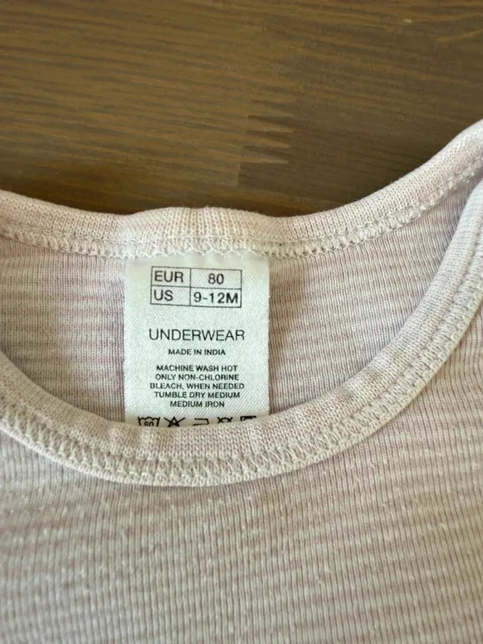 Body à rayures rose pâle 9-12 mois - Underwear - Très bon état - photo numéro 3
