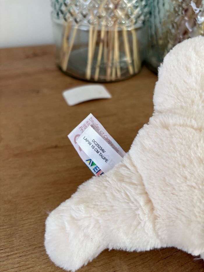 Peluche doudou lapin beige 15 cm - photo numéro 6