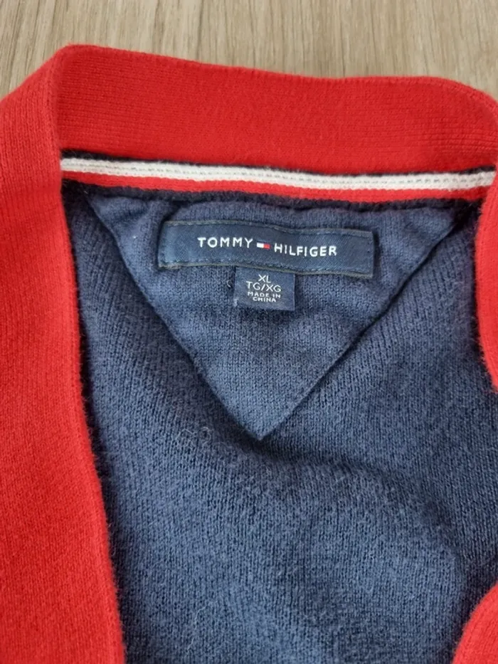 Veste a boutons Tommy Hilfiger bleue/rouge Homme Taille XL - photo numéro 2
