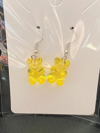 Boucles d’oreille originales nounours guimauve jaune