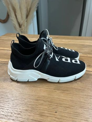Prada Knit Fabric Sneaker 'Black White'