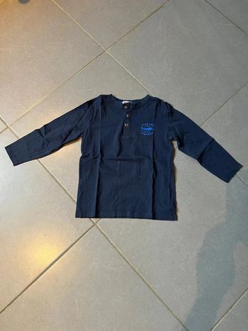 T shirt manches longues avec 3 boutons au col - DPAM - Club des sardines - Bleu marine - 6 ans