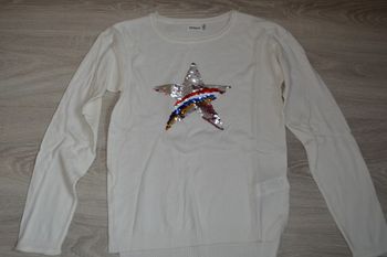 Pull blanc étoile strass réversible Orchestra 12 ans