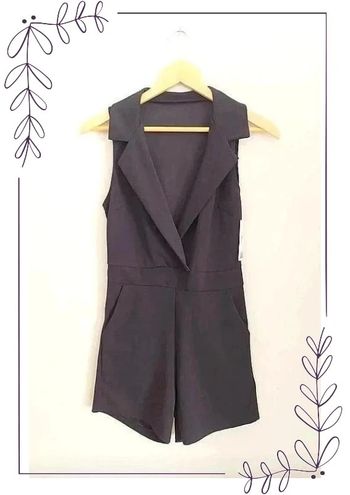 💖 Combishort chic noir sans manches col chemise printemps été