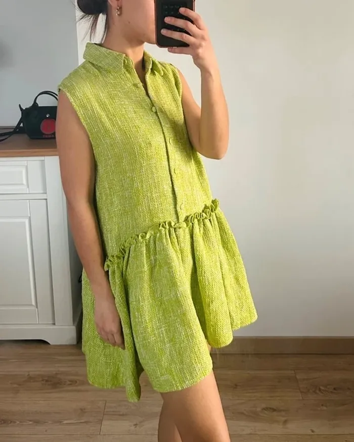 Robe verte en tweed Zara