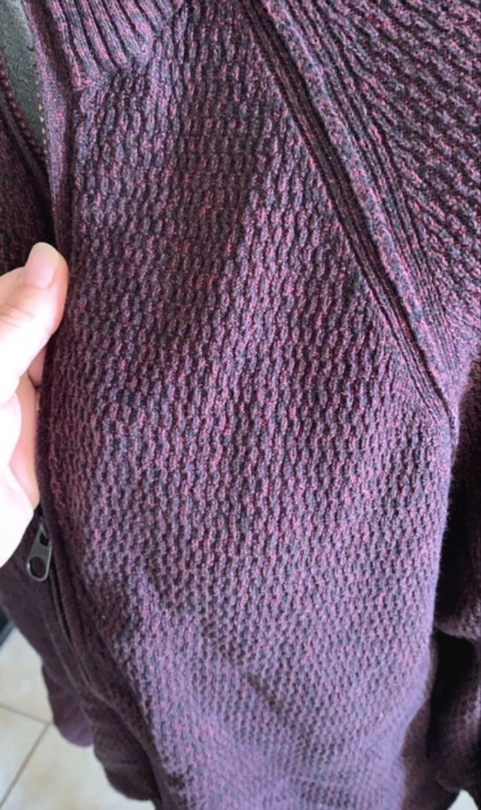 🧶 Gilet zippé homme C&A The Basics – Taille L – Coloris prune/marron chiné - photo numéro 3