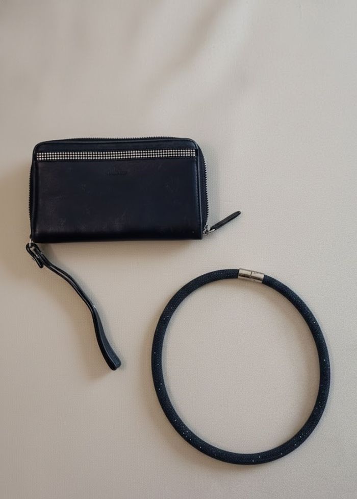 Ensemble Luxe Swarovski - Portefeuille & Collier/Bracelet 2-en-1