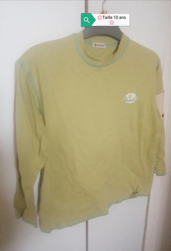 🌸Tee-shirt vert pomme Taille 10 ans mixte "Alphabet" Neuf 🌸