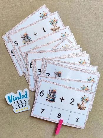 20 cartes à pince additions inférieurs à 10