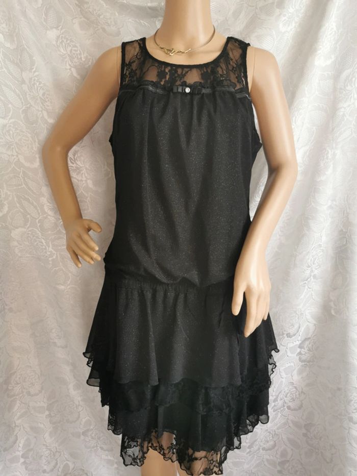 Robe. Noir pailleté. Taille 40.Cache Cache