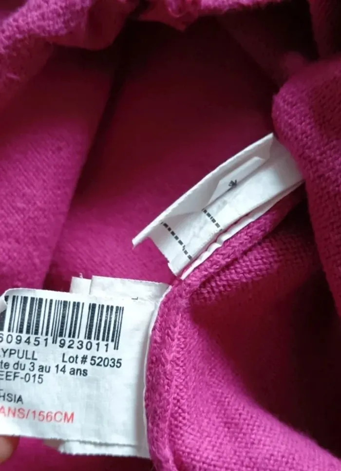 💖 Pull manches longues DPAM – 14 ans – Fushia - photo numéro 4