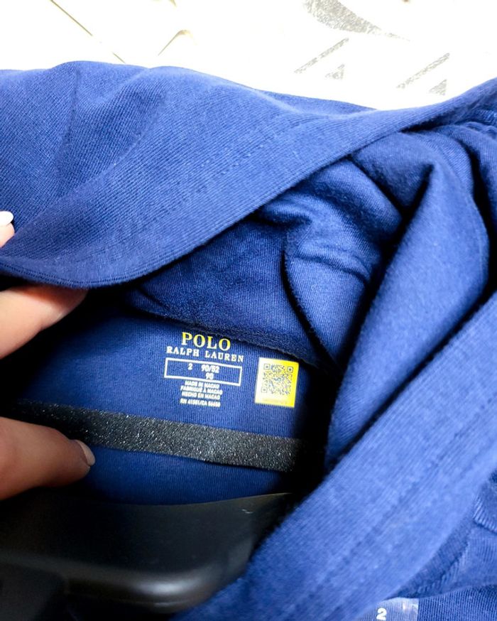 Sweat capuche Ralph Lauren mixte bleu taille 2 ans - photo numéro 4