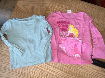Lot t-shirt manches longs 4 ans Disney princesse aurore vert d’eau broderie