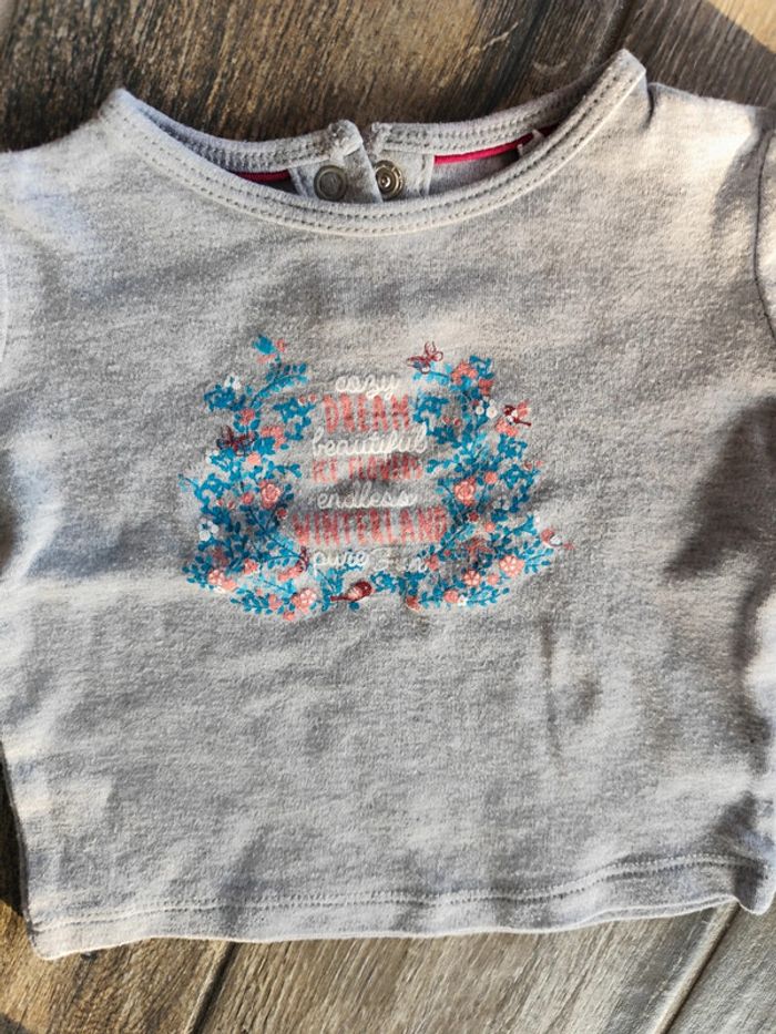 T-shirt manches longues fleuri avec oiseau 🤟 - photo numéro 2