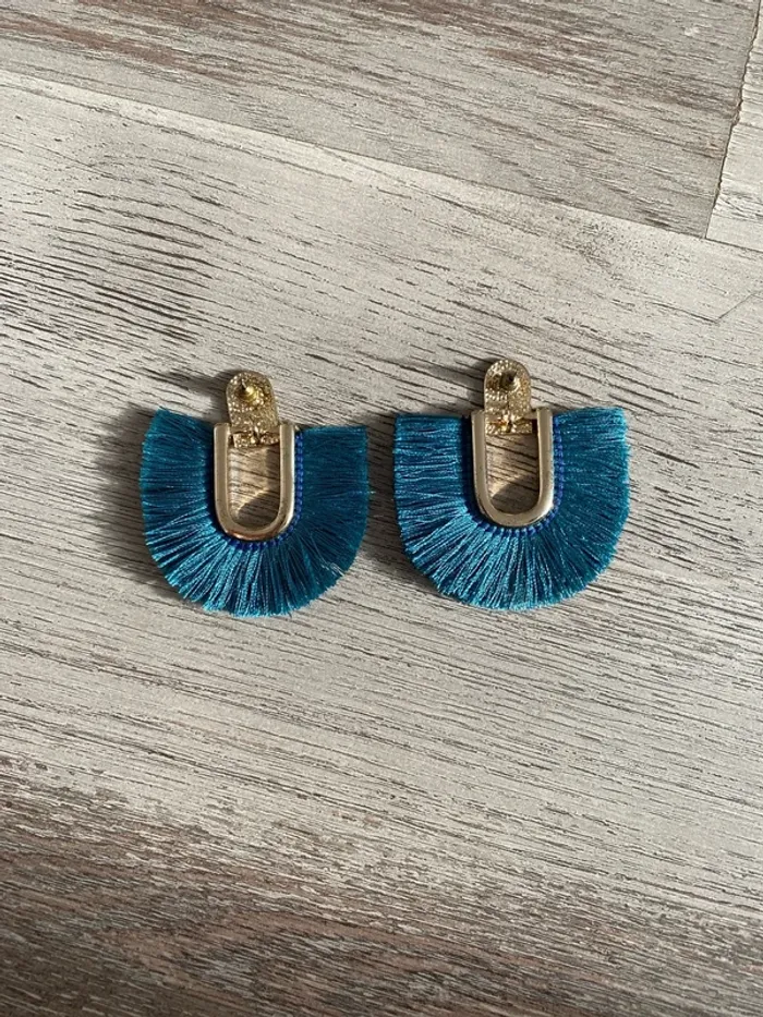 Boucles d’oreilles bleues - photo numéro 3