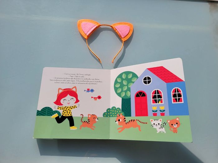 Livre animé  avec serre-tête Petit Chat 🐱 cherche son papa.. avec toi! 56 - photo numéro 8