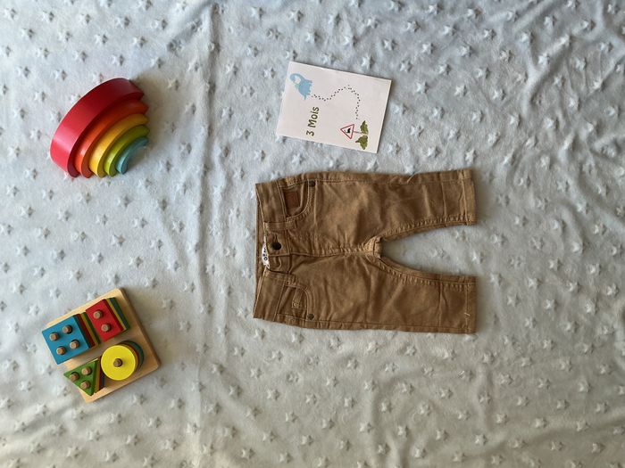 jean beige foncé taille réglable 3 mois gémo