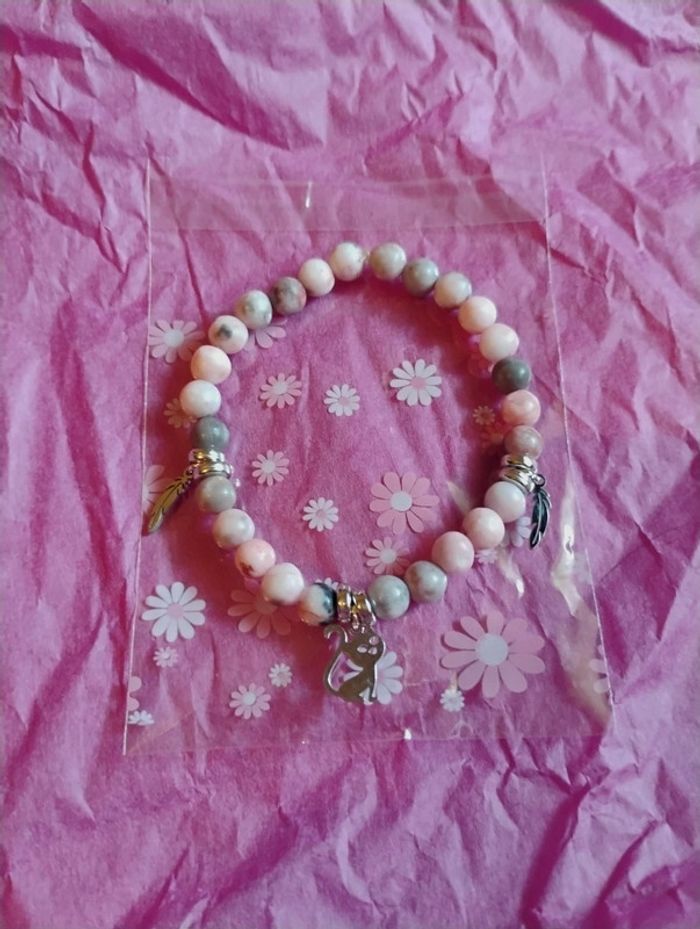 Bracelet chat et plume