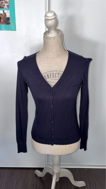 Camaïeu - Gilet fin boutonné - Taille XS - Bleu Marine