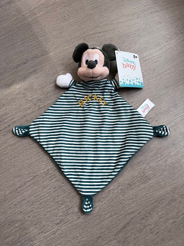 Doudou Mickey à rayures vert et blanc neuf avec étiquette