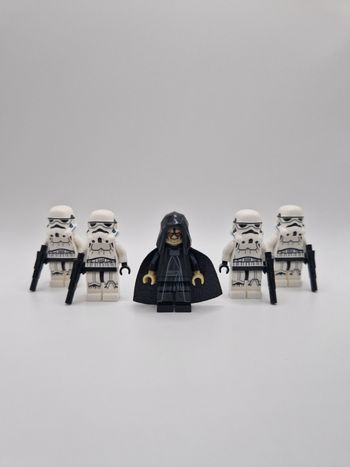 Figurines type lego Sith Palpatine + 4 stormtroopers star wars