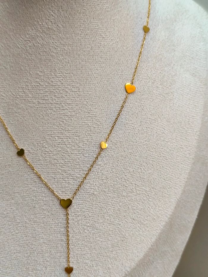 Pendentif doré en Y avec pampilles coeurs - photo numéro 7