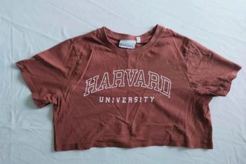 T-shirt femme hyper court et large marron XS / 34 ·Très bon état·Harvard