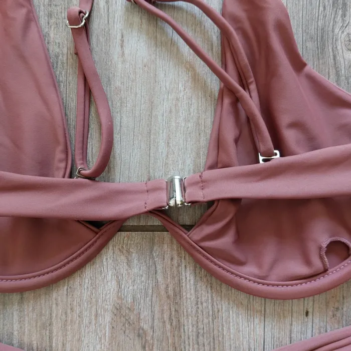 Maillot de bain 2 pièces Zaful taille L haut et bas marron - photo numéro 4