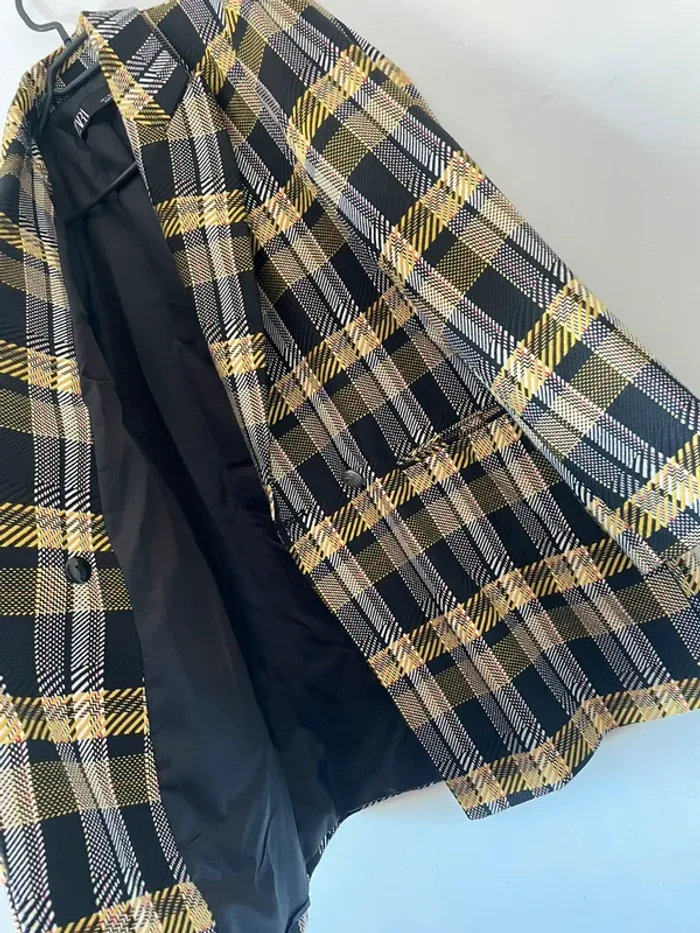 Zara Veste blazer tailleur à carreaux oversize taille S - photo numéro 11