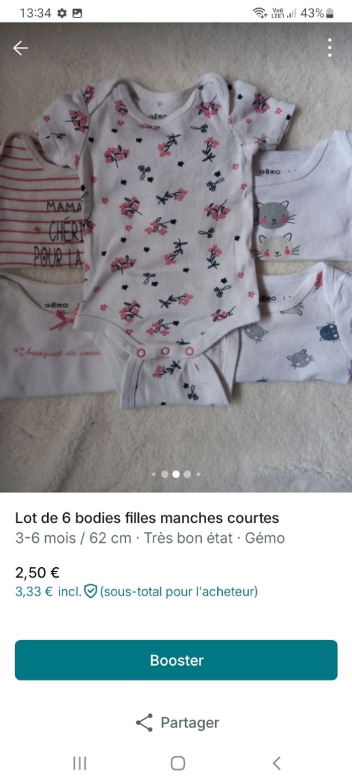 Lot de bodies fille manches courtes - photo numéro 4