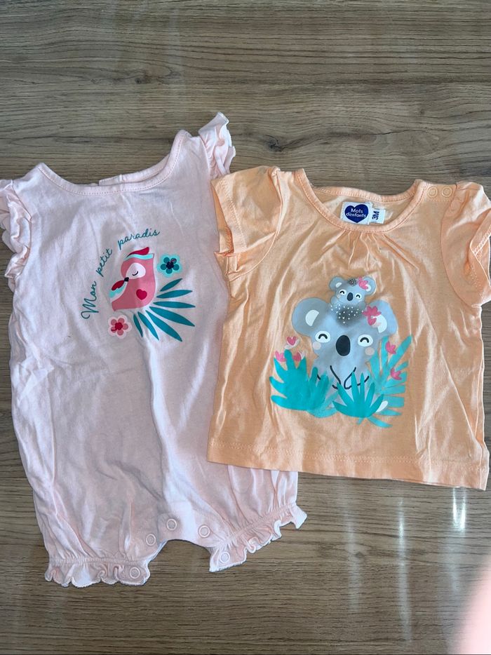 Lot combinaison + T-shirt bébé 3 mois