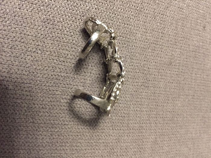 725-Bague fantaisie articulée argentée et strass NEUVE - photo numéro 5