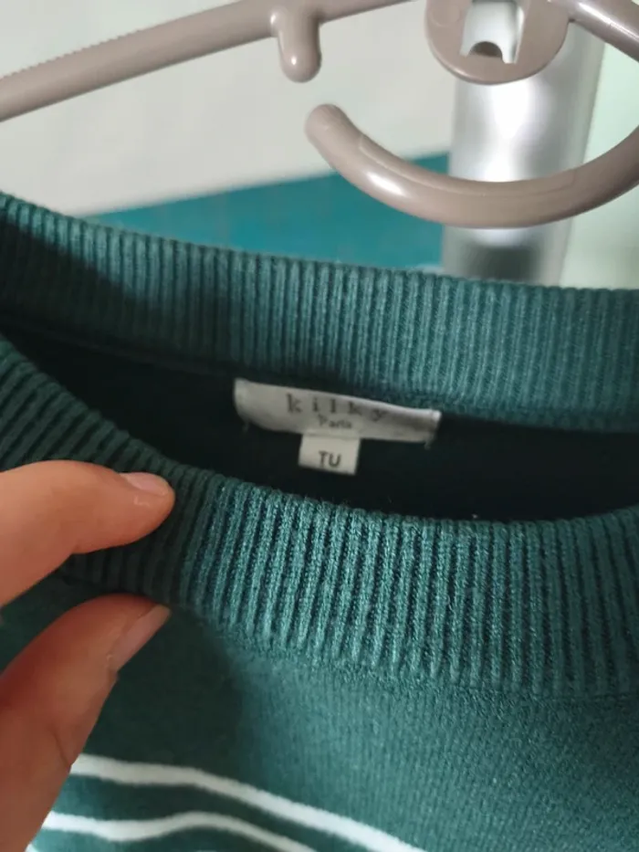 Pull rayé vert canard - photo numéro 3