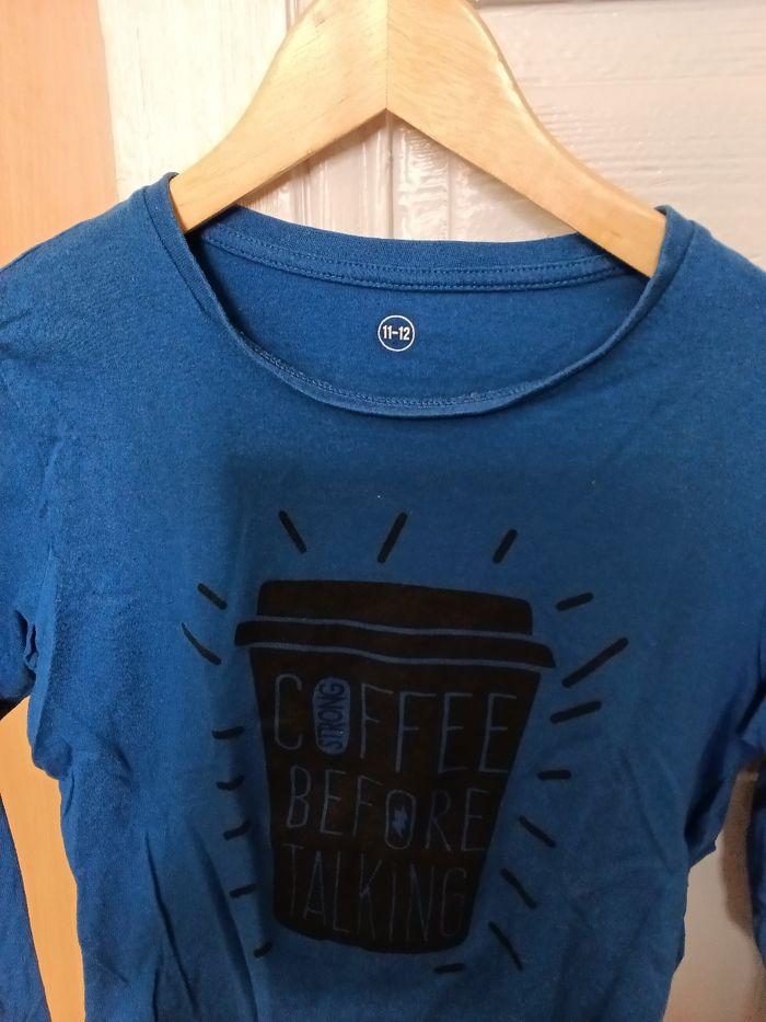 Tee-shirt tex bleu et noir - photo numéro 2
