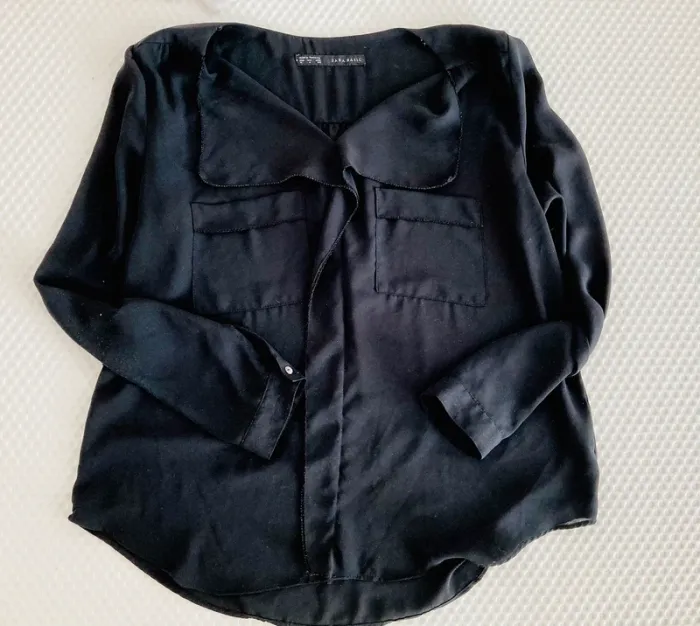 blouse manches longues fluide noire légère Zara taille M chic - photo numéro 3