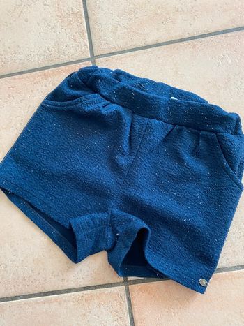 Short court fille 5 ans bleu marine avec paillettes