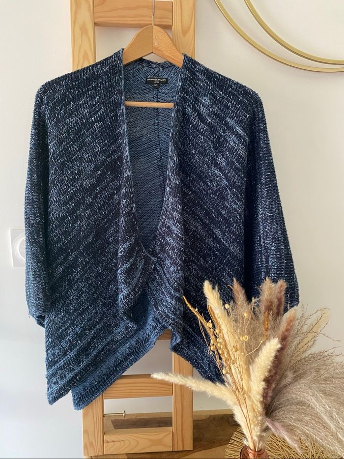 Cape poncho chine bleu Grain de malice taille S/M - photo numéro 2