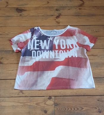 T-shirt New-York Downtown aux couleurs du drapeau américain, women only T1