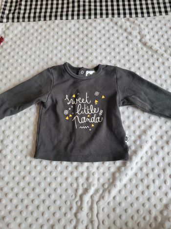 Tee-shirt mixte 6 mois – Grain de Blé – Gris anthracite "Sweet Little Panda"