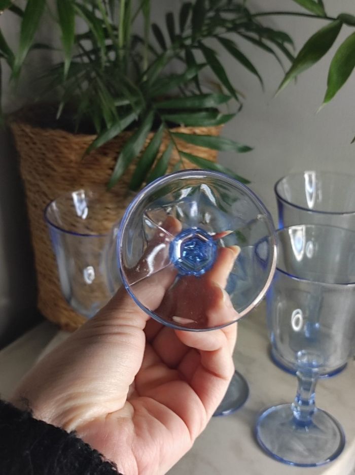 Verres à pieds bleu vintage - photo numéro 4