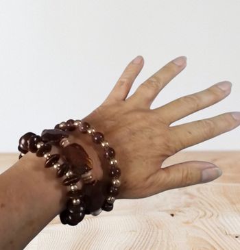 Lot 3 Pièces/bracelets perles café doré Fashion Jewelry

