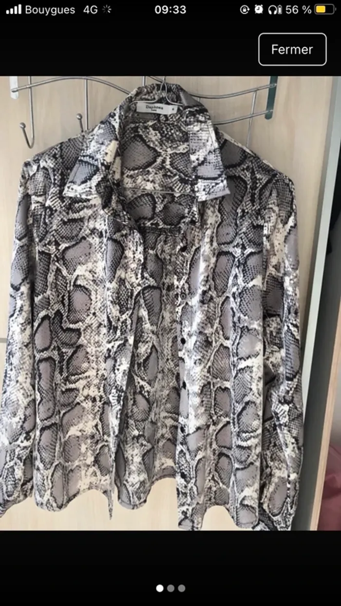 Chemise motifs python croco gris blanc beige - photo numéro 5