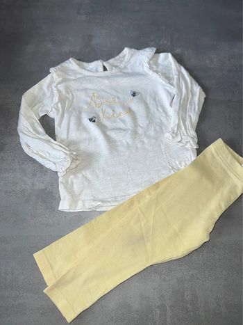Ensemble 12-18 mois Primark t-shirt legging abeille fille jaune