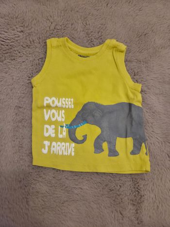 Débardeur bébé 3 mois Orchestra tres bon etat jaune vert éléphant
