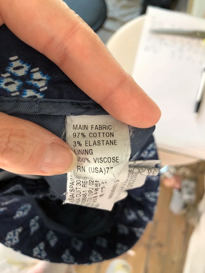 Short bleu marine motifs losanges en coton Zara taille 36 38 bon état - photo numéro 10