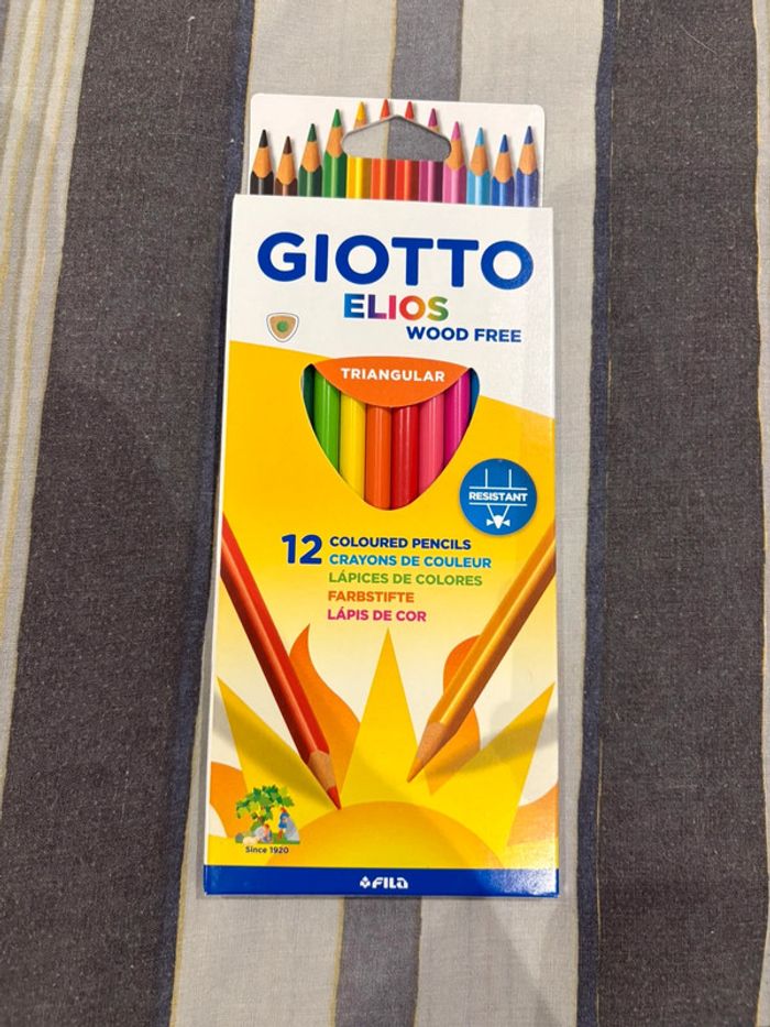 Boîte neuve de 12 crayons de couleur Giotto