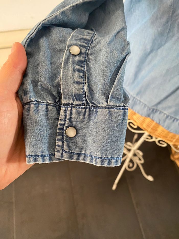 Blouse chemise jeans Bréal taille M manches longues avec strass - photo numéro 7